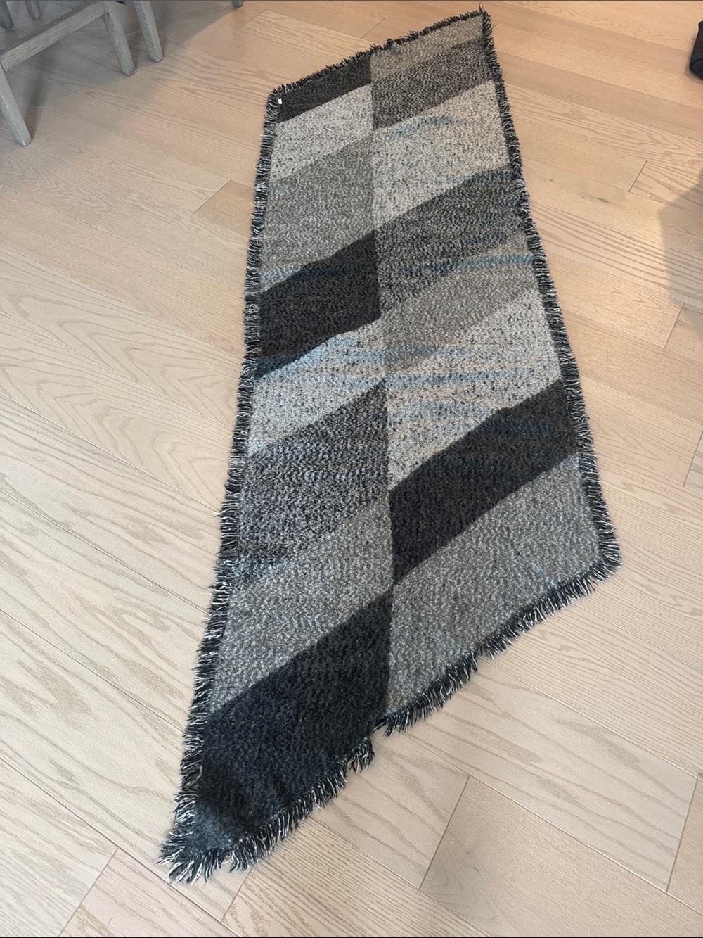 Gray and Black Diagonal Patterned Scarf